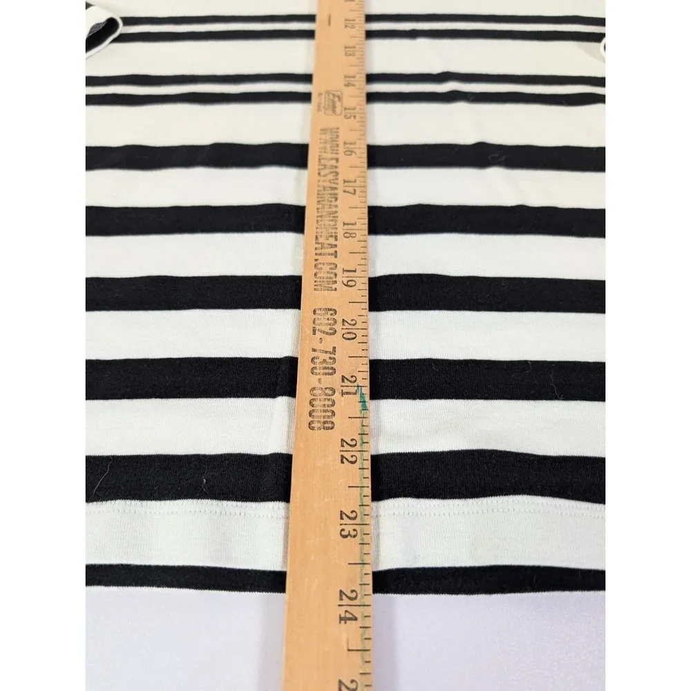 Tommy Bahama Top Women's Large Black White Striped‎ 3/4 Sleeve Casual Stretch